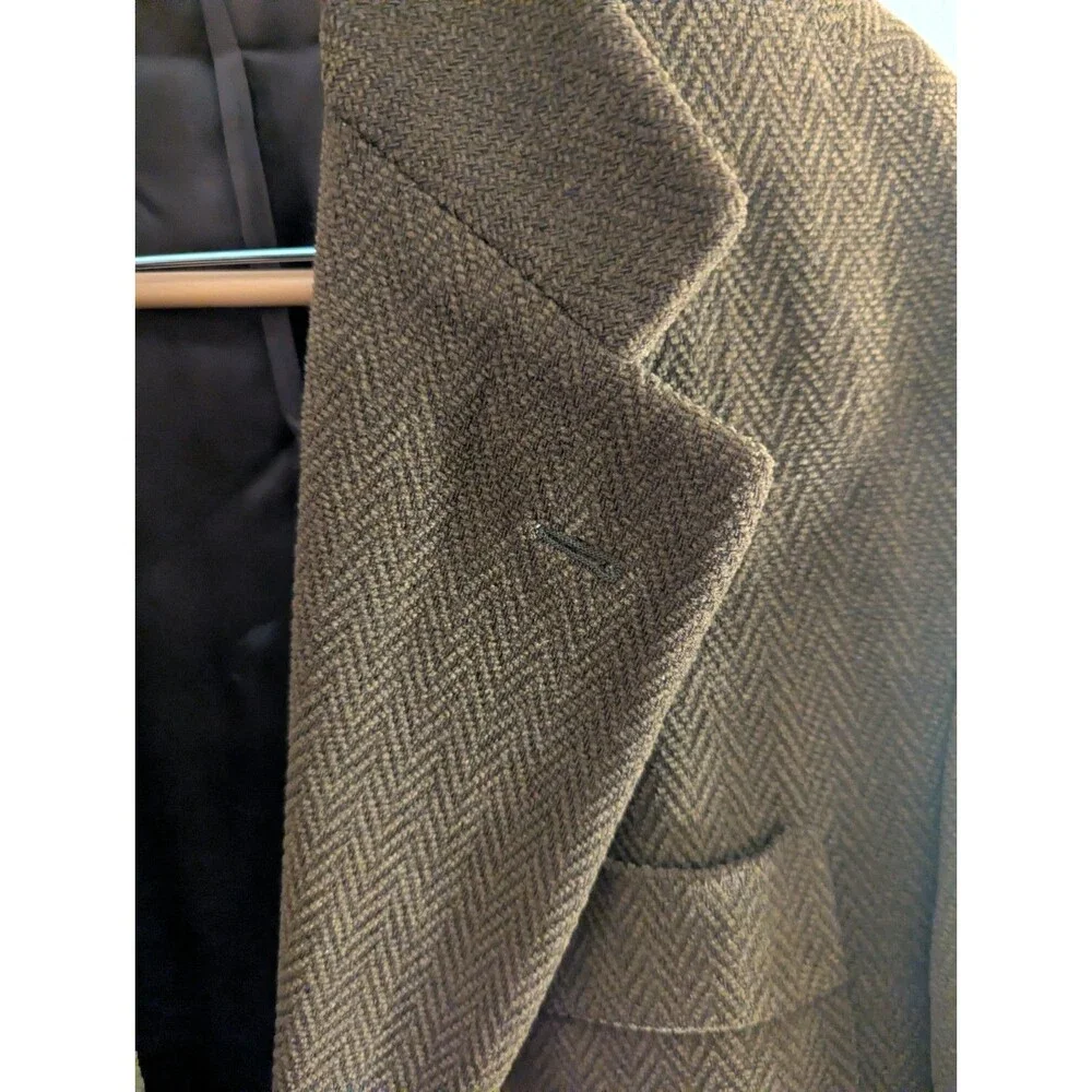Mickey Spatz Nordstrom Stylbiella Italy Wool Cotton Herringbone Sport Coat 42S